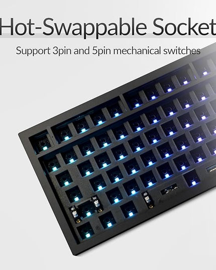 Keychron Q6 Max QMK/VIA Wireless Custom Mechanical Keyboard Barebone Knob Version, Full-Metal Hot-Swappable RGB Backlight 2.4 GHz/Bluetooth/Type-C Wired for Mac/Windows/Linux - Black