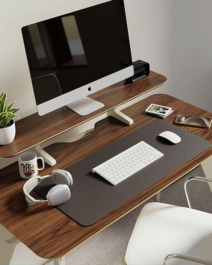 HOEK Desk Bundle, 47.5" x 23", Modular Collapsible Workstation with SNAP Assembly, Monitor Shelf, Under Shelf, Side Hook and Wall Cleat, Portable Folding Computer Desk for Home Office (Walnut/White)