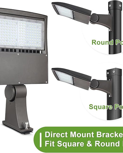 LED Flying Direct 150W LED Shoebox Lights, 20KV Surge Protector LED Parking Lot Area Lights, 450W MH Equiv. LED Street Road Lamps with Direct Arms Mount, 1-10V Dim DLC UL 5000K 100-277VAC