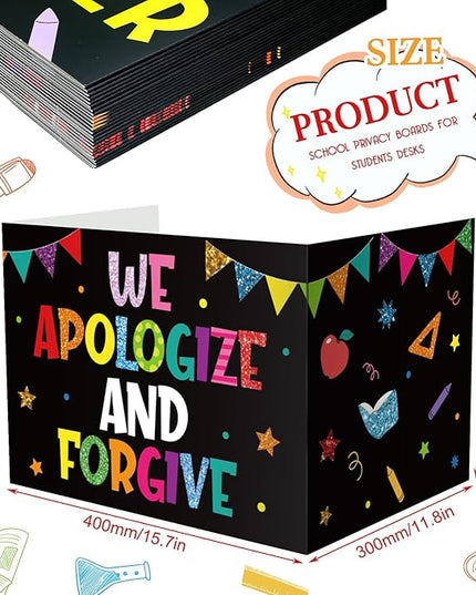 Honoson 24 Pcs Bulk Inspirational Privacy Folders for Students Cardboard Test Privacy Boards Motivational Words Desk Dividers Shield for Classroom School Study Supplies, 6 Styles (Unity)