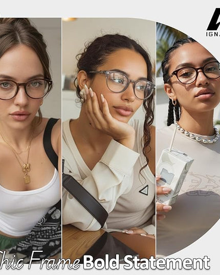IGnaef Blue Light Blocking Glasses for Women, Oval Frame Bluelight Glasses for Gaming/Computer/Screen BL6216