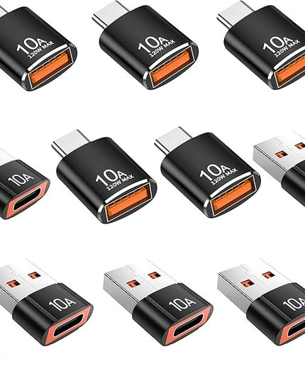 10 Pack 200W USB C to USB Adapter,C Male to USB3.1 Female Charger,Up to 10Gbps Data Transfer,for Apple Watch Ultra iWatch Series 8 7,iPhone 17 16 Plus Pro Max,Google Pixel