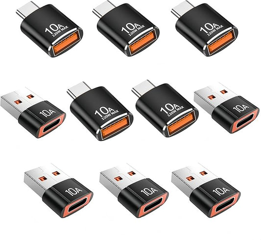 10 Pack 200W USB C to USB Adapter,C Male to USB3.1 Female Charger,Up to 10Gbps Data Transfer,for Apple Watch Ultra iWatch Series 8 7,iPhone 17 16 Plus Pro Max,Google Pixel