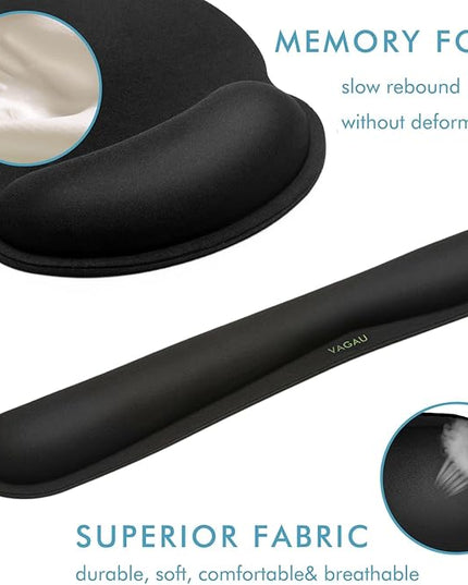 Ergonomic Mouse Pad with Wrist Rest Premium Memory Foam Keyboard and Mouse Wrist Rest Pads Set- for Comfortable Typing &Wrist Pain Relief (Pack of 4)