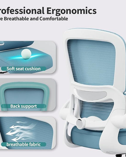 TRALT Office Chair - Ergonomic Desk Chair with Adjustable Lumbar Support, Mesh Computer Chair, Executive Chairs for Home Office Comfortable Lumbar Support,Sky Blue