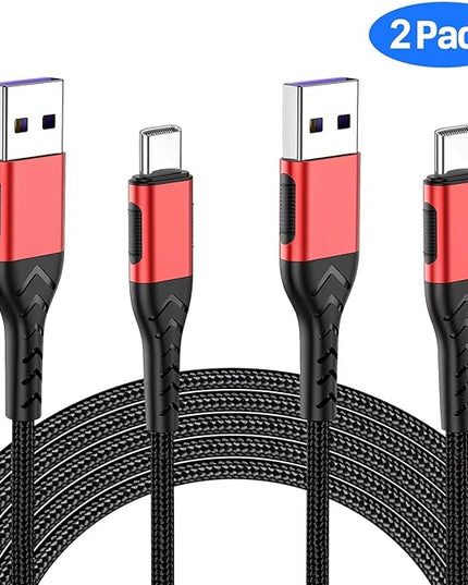 Durcord USB C Cable, Upgarded 2Pack 10ft USB Fast Charging 10 Feet Type C Charging Cord Cable, Fast Type C Charger Braided USB Cable Compatible with iPhone 15 Pro/Plus/Max/Android/Phone/Pad -Red