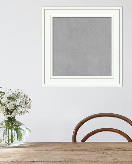 Amanti Art White Framed Magnetic Board 21x21 Small Vision Board for use with Magnets, 100% Metal Sheet to Display Items as Office Decor or for Home Organization in mudroom, Kitchen or Kids Room