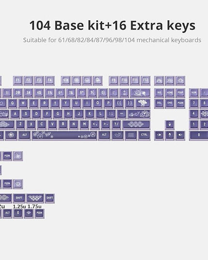 Guffercty kred Pudding PBT Keycaps for 75 Percent Keyboard, 120-Keys Transparent Keycaps ASA Profile Custom Replacement Key Caps US Layout for 60 68 82 87 104 Mechanical Keyboard (Lotus Pond)