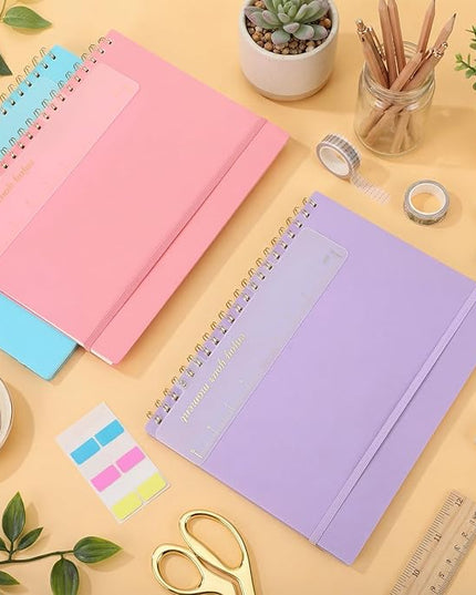 3 Pcs Spiral Notebook Journal 8.5” x 11” A4 Large Notebooks College Ruled Lined Journal Plastic Hardcover 100 GSM Ruled Paper 120 Pages for Women Men Office Note-Taking Business