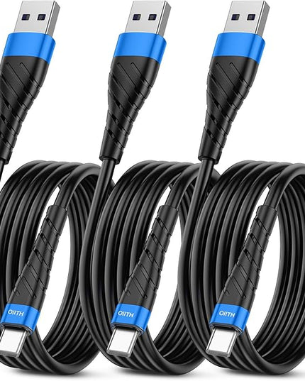 OIITH USB C Cable, USB A to USB C 3A Fast Charging (10FT 3Pack) Phone USB Type-C Charge Cable Android Charge Cord USB C Charger Cable for iPhone 15 Plus/Pro/Pro Max/Samsung/Pad/Laptop/LG/-Blue