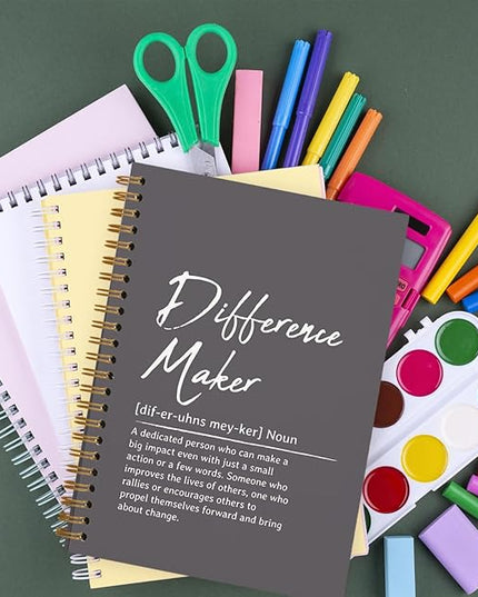 OXW Difference Maker Appreciation Gift, Meeting Notebook for Work, Thank You Gifts for Leader Mentor Manager Boss, Office Supplies Social Worker Notebook, Gray Hardcover Spiral Notebook 5.5 x 8.3