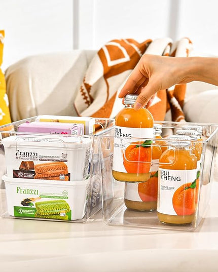 6 Pack Large Clear Plastic Storage Bins,Plastic Containers with Handle for Pantry Organizer and Storage,Perfect for Kitchen,Fridge,Cabinet, Closet,Bathroom Under Sink Storage