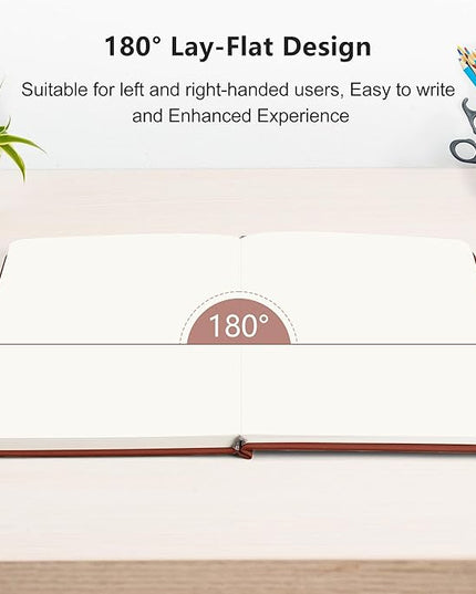 RETTACY Blank Journal Notebook, 192 Pages, A5 Medium Size (5.7'' x 8.3''), Leather Hardcover, 100 GSM Thick Paper, for Sketching, Drawing, Painting (Brown)