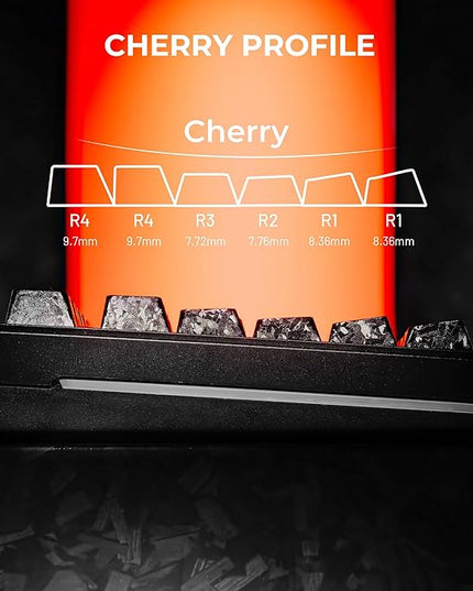XVX Black Keycaps, Forged Carbon-Look Cherry Profile Keycap Set, 119-Key Keyboard Keycaps Compatibility with ANSI Layout MX Switches Mechanical Keyboard