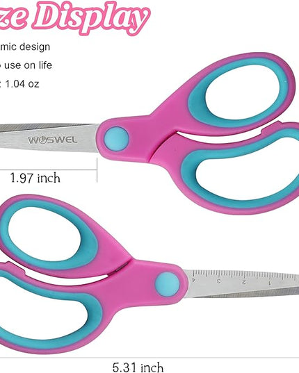 Kids Scissors Bulk, Woswel 36 Pack Safety Blunt Tip Student Scissors, 5 “ Student Scissors with Comfort Grip, Assorted Colors Children Craft Scissors for Cutting Paper Craft Art Supplies