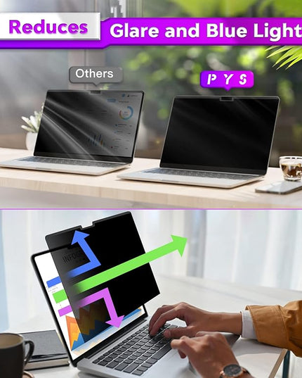 PYS MacBook Air 13.6 Inch Magnetic Privacy Screen for M2 Chip 2022 (A2681) - Removable Anti-Spy Laptop Shield