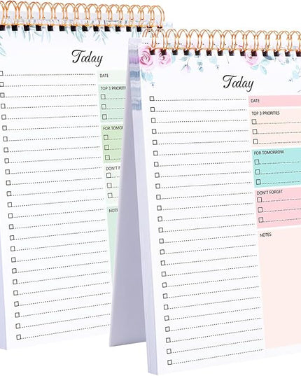 Thboxes 2 Packs To Do List Notepad, 104 Pages To Do List Notebook A5 Undated Daily Planner Notepad with Task Checklist Home Office School Supplies
