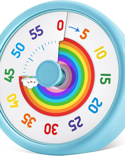 HIPPIH Visual Timer for Kids, 60 Minute Countdown Timers for Classroom Kitchen Office, Rainbow Disk Desk Timer Clock with Silent Operation, Pomodoro Timer Time Management Tools for Toddler ADHD Blue