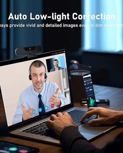 1080P 60FPS Webcam, VIZOLINK FHD computer video camera with 4 Noise-canceling Microphone, Privacy Cover and Tripod for PC/Mac, Work with Live Streaming, Gaming, Video Calls, ZOOM, Skype, OBS, Facetime