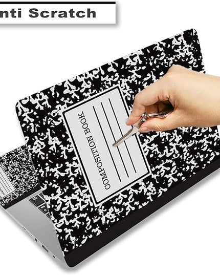 Laptop Skin Sticker Decal,12" 13" 13.3" 14" 15" 15.4" 15.6 inch Laptop Vinyl Skin Sticker Cover Art Protector Notebook PC (2 Wrist Pad Skins Included), Decorative Waterproof, Black Composition Book