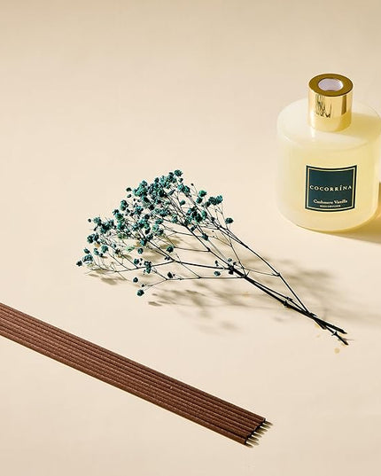 COCORRÍNA Reed Diffuser - Cashmere Vanilla 17 Fl.oz Reed Diffuser with 8 Sticks Scented Diffuser with Preserved Flowers for Bathroom Home Decor