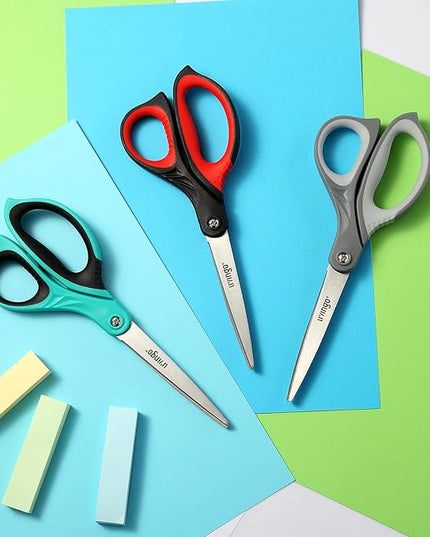 LIVINGO 8.5" Scissors All Purpose, 3 Pack Ultra Sharp Blade Shears, Professional Ergonomic Comfort Grip Scissors for Office School Home Supplies Fabric Sewing DIY Cutting General Use