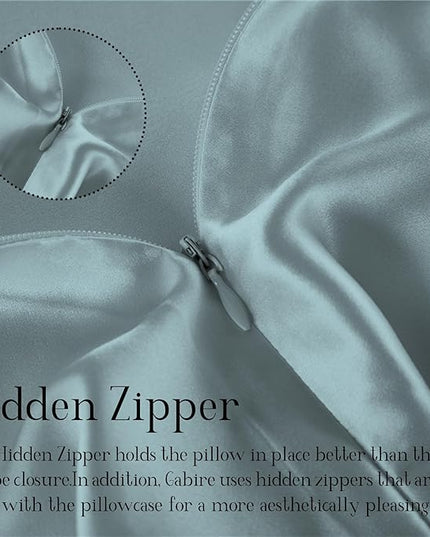 Mulberry Silk Pillowcases Set of 2, Both Sides Real Silk Pillow Covers for Hair and Skin Prevent Acne Pillowcase Organic Silk Pillowcase 2 Pack with Hidden Zipper, Haze Blue, King (20"×36")