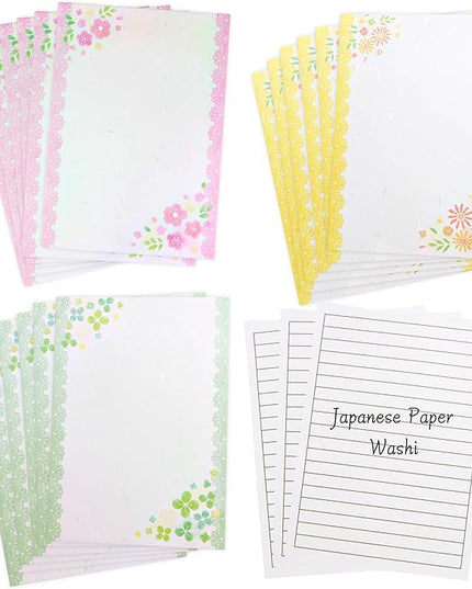 Iyo Washi Stationery Paper Flower Print 15 Sheets x 3 Book Set (9.7 x 6.9 inch), Made in Japan, Japanese Paper, Printable, Inkjet Printer, for Letter Writing, Greeting Card