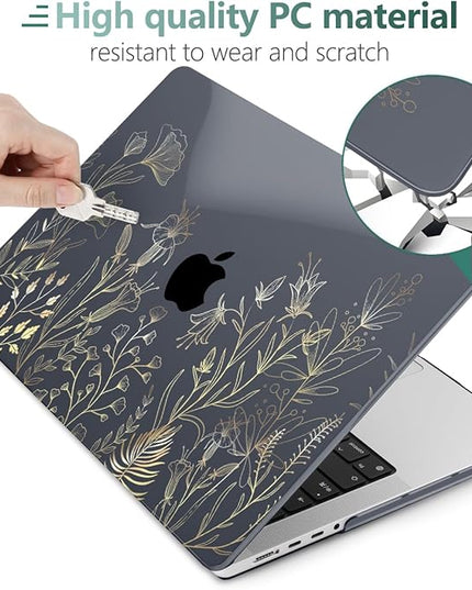 DONGKE Case for M5 MacBook Pro 14 inch 2025 2024-2021 M4 M3 M2 M1, Plastic Hard Shell Cover Compatible with A3434 A3112 A3401 A3185 A2992 A2779 A2442, Retina XDR Display & Touch ID, Floral Blooming