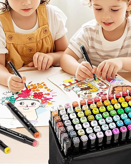 Alcohol Markers 120 Colors with Base Drawing Pen Dual Tip Art Markers for Sketch Anime Illustrations