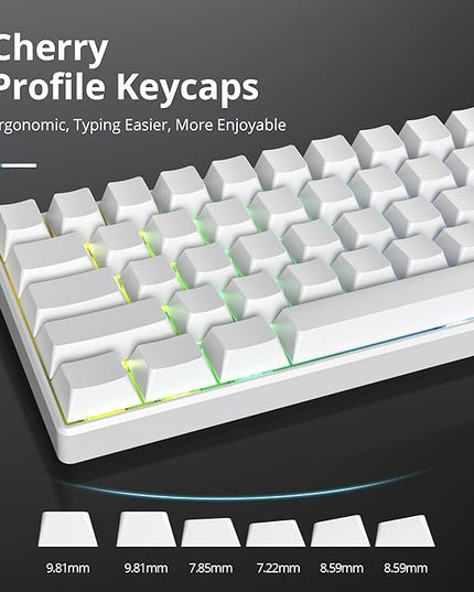 Cherry Profile White Blank PBT Keycaps, 128 Key Custom Key caps, Minimalist Blank Keycap Set for Cherry MX Switches Mechanical Keyboard (White/Blank)
