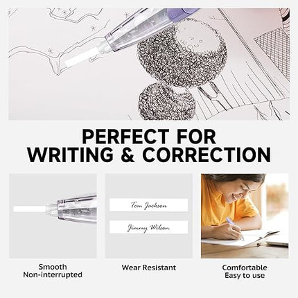 KILINEO Refillable Retractable White Correction Tape, Pen Shaped White Smooth Pull Out Japanese Aesthetic Cute Correction Tape for Office Supplies, 3 PCS (ZH-99)