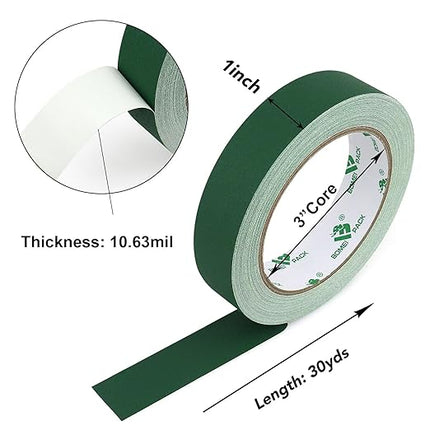 BOMEI PACK Dark Green Gaffer Tape, Matte Non-Reflective, 1inch x 30yds No Residue Hand Tear Self-Adhesive Tape for Labeling, Cable, Stage, Photo Studio, Painters and Duct Repair, 1 Pack