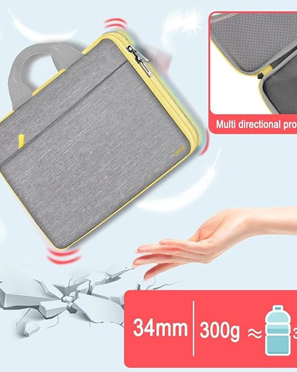 Hseok Laptop Case 13.3-14 inch Breifcase Handbag, Water-Resisten & Shockproof Laptop Sleeve Compatible with MacBook Pro 14",MacBook Air/Pro 13.3"and 13"-14" HP,Dell,Lenovo,Asus,Acer,Light gray-yellow