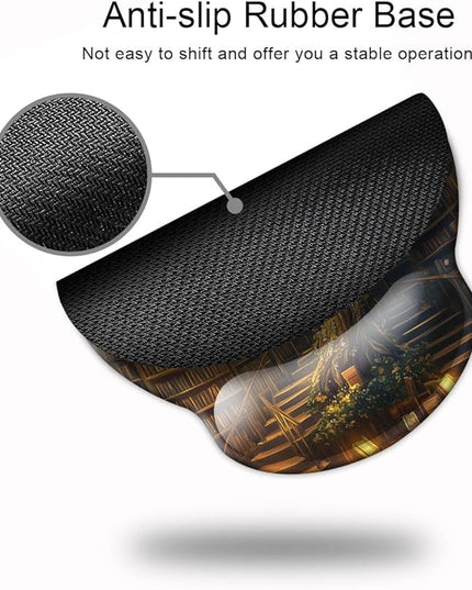 Ergonomic Mouse Pad with Wrist Support,Mouse Pad with Wrist Rest,Relieve Wrist Pain Mousepad Non-Slip Rubber Base,Mouse Pads for Desk,Computers,Laptop,Office,Home,Accessories Library Tree