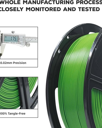 FLASHFORGE PLA Filament 1.75mm, 3D Printer Filament 1kg (2.2lbs) Spool, Dimensional Accuracy +/- 0.02mm, 3D Printing Filament Easy to Use and Fits for Most FDM 3D Printers (Green)