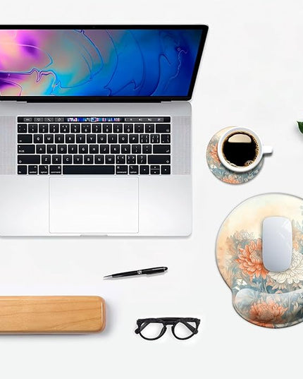 Ergo Comfort Gel Wrist Rest Mouse Pad-Ergonomic Office Mousepad with Wrist Support-Non-Slip, Design Desk Accessories Mat for Home&Game Decor Japanese Floral
