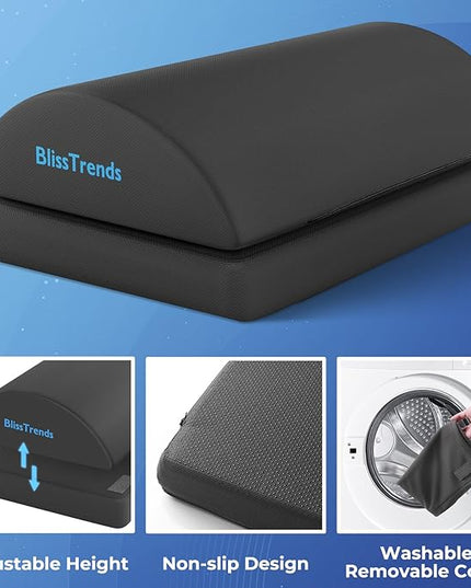 BlissTrends Foot Rest for Under Desk at Work-Versatile Foot Stool with Washable Cover-Comfortable Footrest with 2 Adjustable Heights for Car,Home and Office to Relieve Back,Lumbar,Knee Pain-Gray