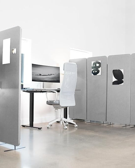 VIVO Freestanding 72 x 66 inch Privacy Panel, Cubicle Divider, Acoustic Wall Partition, x3 24 inch Panels, Gray, PP-3-T072G