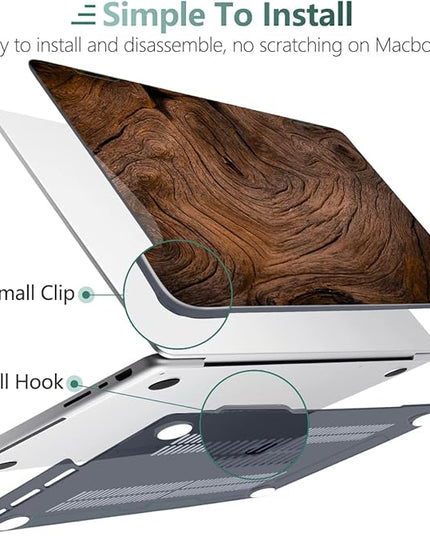 DONGKE Case for M5 MacBook Pro 14 inch 2025 2024-2021 M4 M3 M2 M1, Plastic Hard Shell Cover Compatible with A3434 A3112 A3401 A3185 A2992 A2779 A2442, Retina XDR Display & Touch ID, Wood Grain