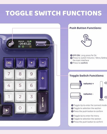 KZZI Z98 Creamy Keyboard, Wireless Mechanical Keyboard with Smart Display & Knob, Tri-Mode Connection