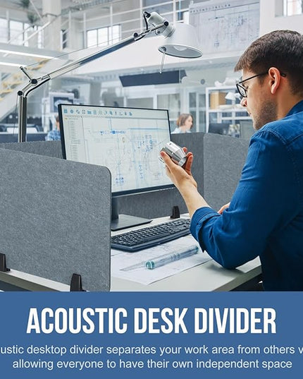Yaomiao 3 Pcs Acoustic Desk Divider Soundproof Desk Privacy Panel Freestanding Desk Partitions Sound Absorbing for Students Office Reduce Noise Visual Distractions (47.3 x 16", 24 x 16", Light Gray)
