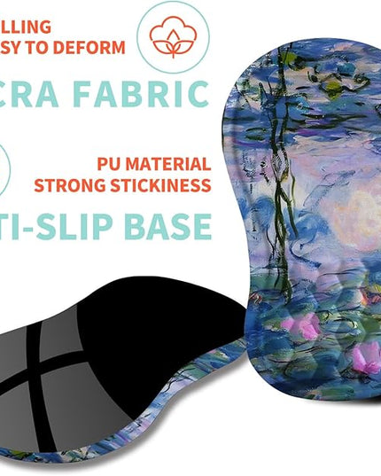 Ergonomic Mouse Pad Wrist Support with Memory Foam Massage Bulge, Carpal Tunnel Pain Relief Mousepad Wrist Rest for Mouse(12x8 inch, Lotus Pond)