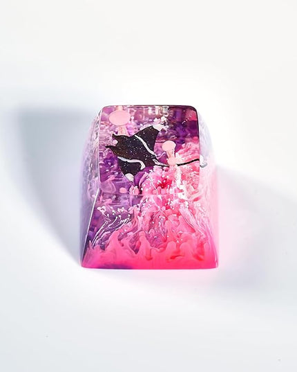 Manta Ray Artisan Keycap Magenta Pink Ocean Coral R1 SA Profile Custom Sea Creatures Keycaps 1U ESC Handmade Gaming Resin Key Cap Cherry MX Switch Compatible Mechanical Keyboard Manta Ray Lover Gift