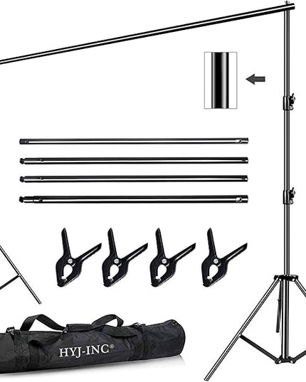 12ft x 10ft Photo Video Studio Heavy Duty Adjustable Photography Muslin Backdrop Stand Background Support System Kit with Carry Bag 4 Spring Clamps