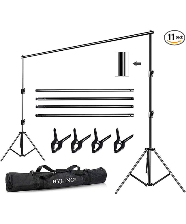 12ft x 10ft Photo Video Studio Heavy Duty Adjustable Photography Muslin Backdrop Stand Background Support System Kit with Carry Bag 4 Spring Clamps