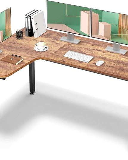 EUREKA ERGONOMIC 60 Inch Rustic Brown Corner L Shaped Computer Desk, Home Office Gaming Study Work Writing Table Long Large Sturdy Workstation Simple Modern with Black Metal Legs, Left Side