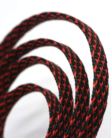 30ft PET Expandable Sleeving Wire Cable Sleeve (1/2", Red&Black)