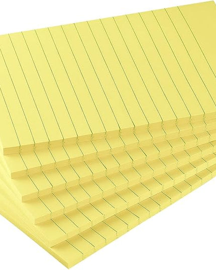 Early Buy 6 Pads Lined Sticky Notes with Lines 4x6 Self-Stick Notes Bright Color Sticky Notes, 45 Sheets/Pad (Yellow)