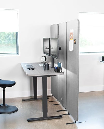 VIVO Freestanding 72 x 66 inch Privacy Panel, Cubicle Divider, Acoustic Wall Partition, x3 24 inch Panels, Gray, PP-3-T072G